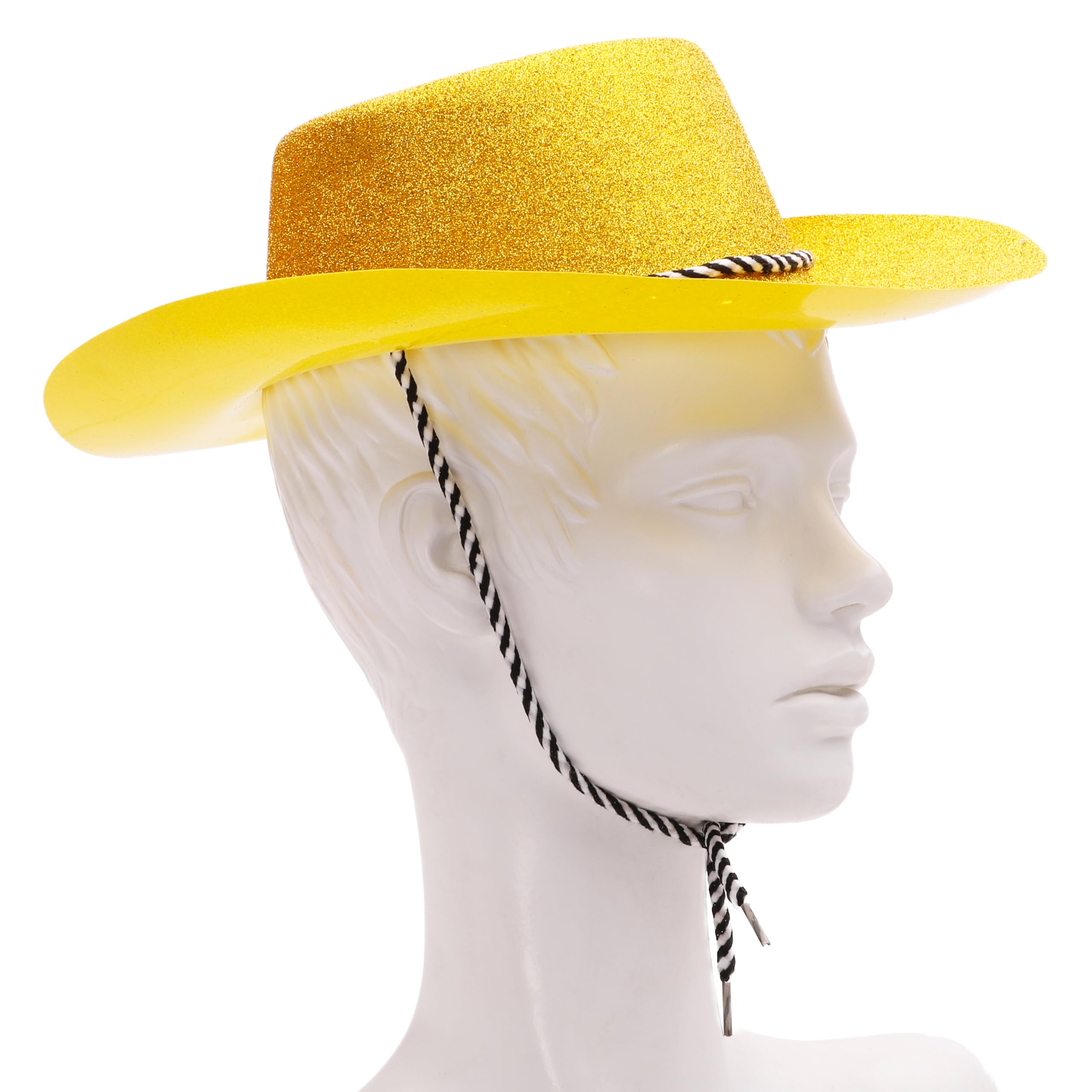 Toyland® Pack of 3-34cm (13") Gold Glitter Cowboy Hats - Festivals, Concerts, Fancy Dress & Hen Do Accessories - Image 3