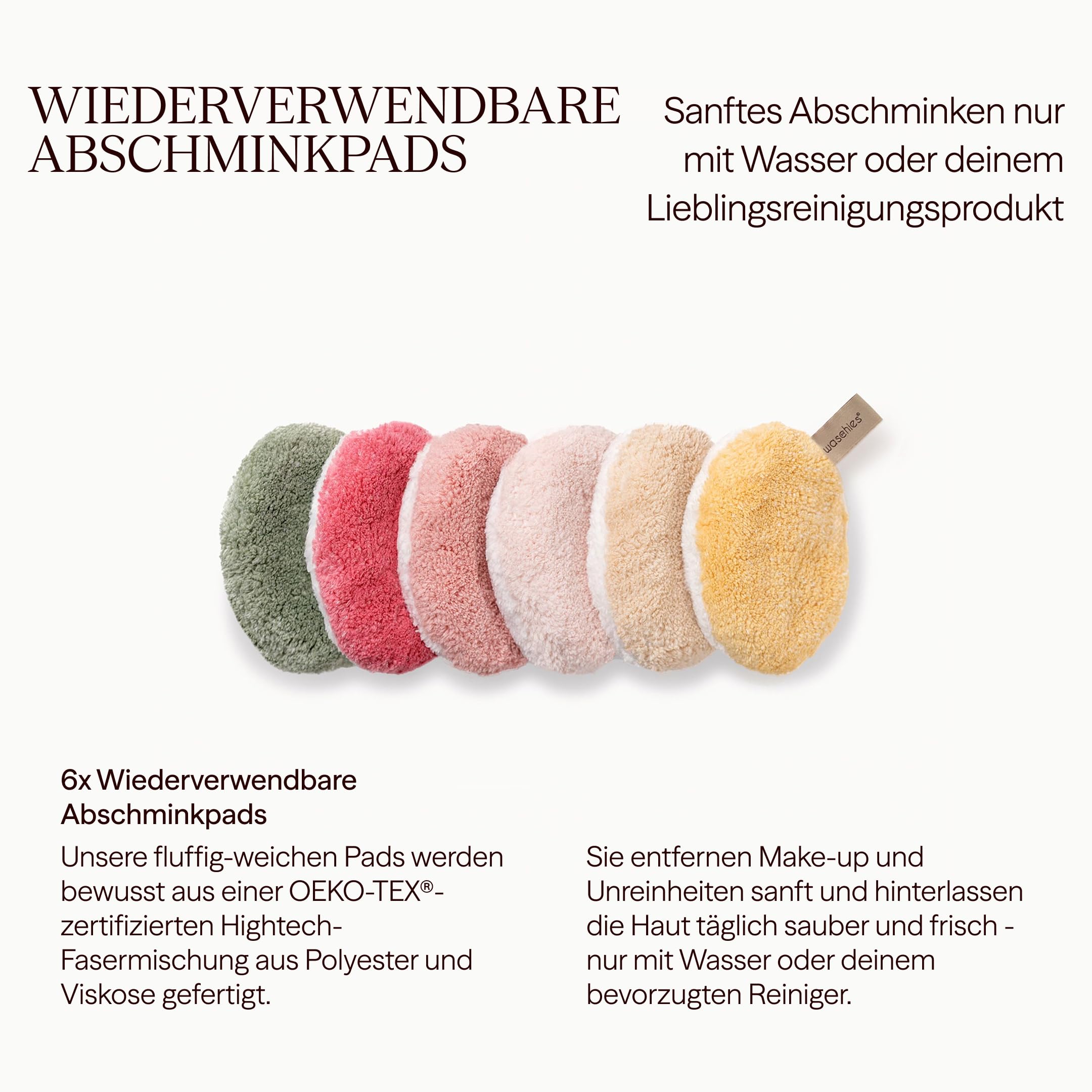 Waschies Gesichtspflegeset für Frauen – Abschminkpads x5 & große Kosmetiktasche x1– sanfte Reinigung - waschbar, wiederverwendbar & nachhaltig - Alle Hauttypen