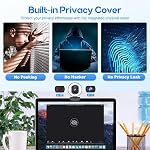 4K Webcam avec Ring Light Web Cam 4K Autofocus avec TOF Caméra d'ordinateur 1080P 60FPS Caméra Web Couverture de confidentialité intégrée et caméras Web en streaming pour commutateur 2/Zoom/Skype/Google Rencontrez le noir