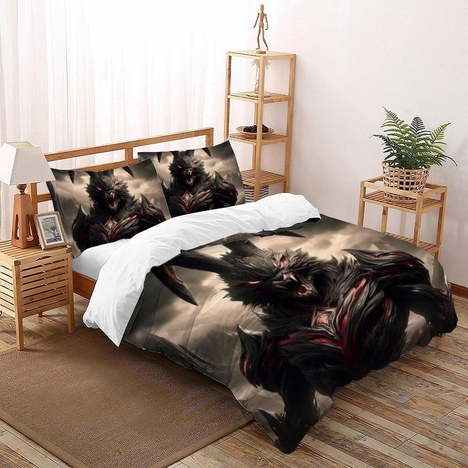 Housse de couette double microfibre imprimé 3D animaux pour lit enfant 200x200