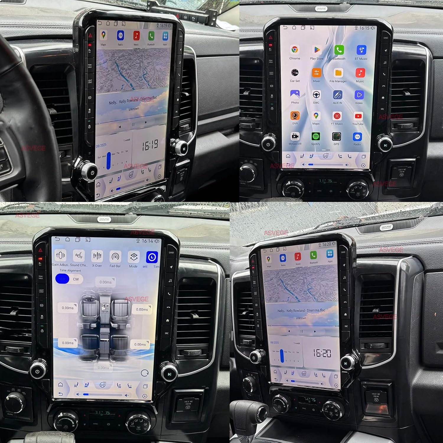 14.5 inch Screen Upgrade Android 14 Car Radio for Dodge Ram 1500 2500 3500 2008-2012 Truck Stereo Replacement Tesla Style Head Unit (Front 2-Seater car, 4+64GB)