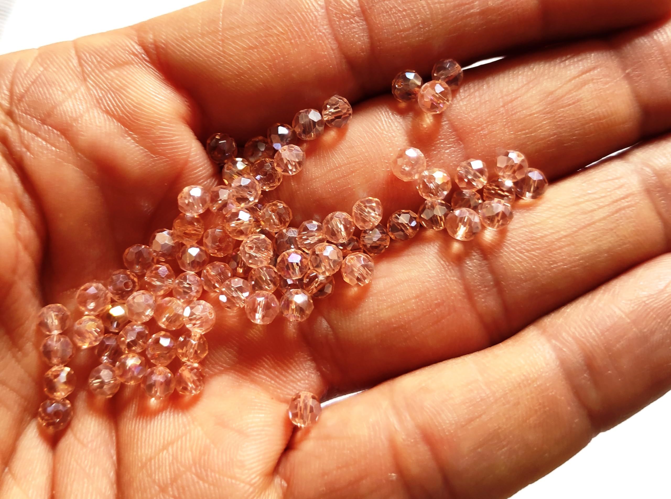 Get-Set-Go! Peach Small Clear Crystal Beads (4mm Rondelle/Tire Shape), 500 pcs for DIY Jewelry, High Sparkle Beads, 50 pcs Free Accessories - Gold & Pearl Beads 10ft Nylon String (Peach) (B0B49RNNK1) Amazon Price History, Amazon Price Tracker