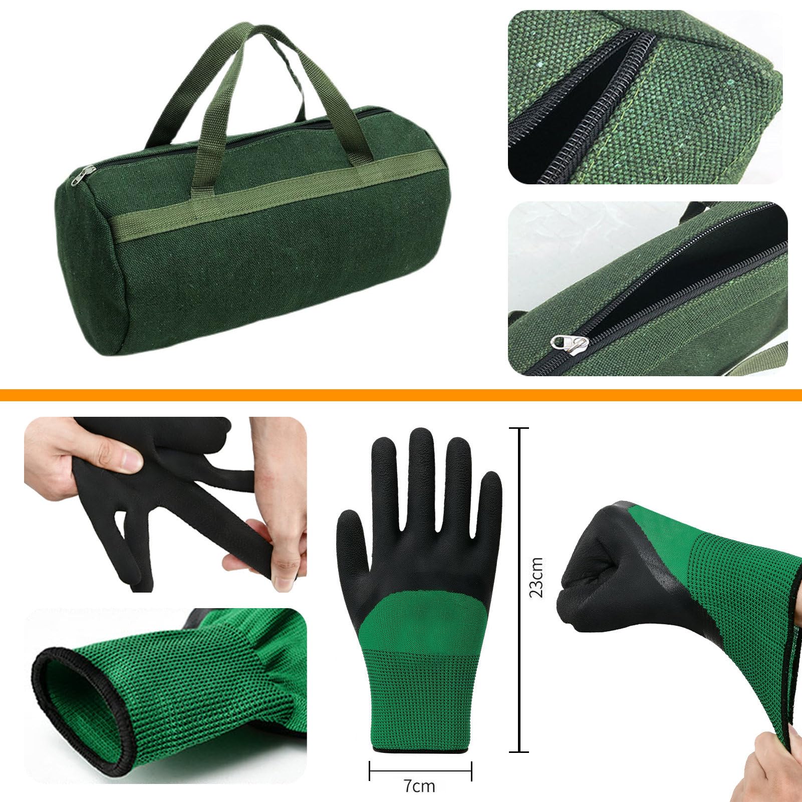 9-teiliges Hufschmied-Hufwerkzeug-Set mit Aufbewahrungstasche,inklusive Hufeisen-Schneidzangen-Set/Hufmesser/Hufhammer/Handschuhe mit rechtem Griff,Hufpflege-Werkzeugset für Rinder, Schafe