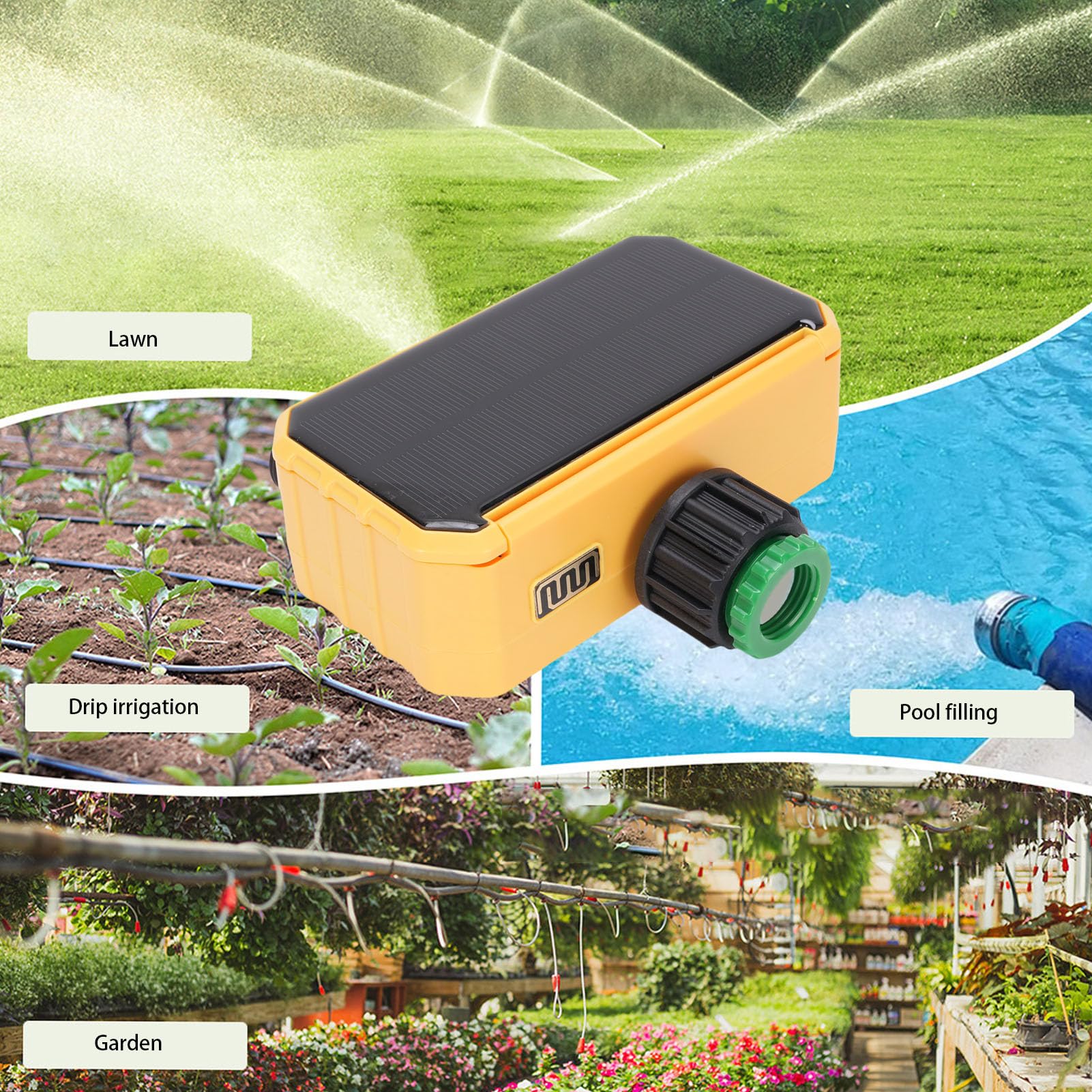SENECESLI Timer di Irrigatore Solare, Timer di Annaffiatura per Annaffiatura di Ritardo di Pioggia Intelligente con 2 Prese, sistem di Irrigazione dei Timers a Energia Solare per
