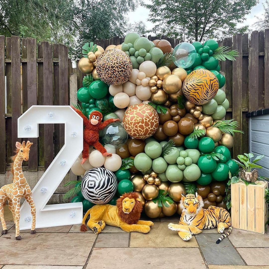 Runder Fotohintergrund „Safari-Tiere“ – 2,1 X 2,1 M, Dschungel-Design Für Kinderparty & Zoo-Thema