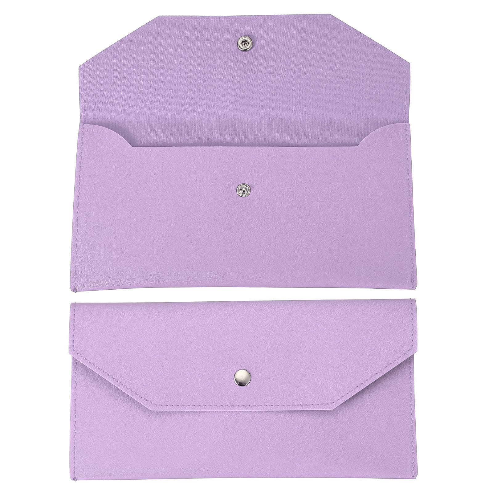 PATIKIL Cash Envelope Wallet, Budget Cash Holder Reusable Money Bag Pouch Leather Money Organizer Pouch for Men Women Receipt Check Bill Travel Graduation Holidays, Purple