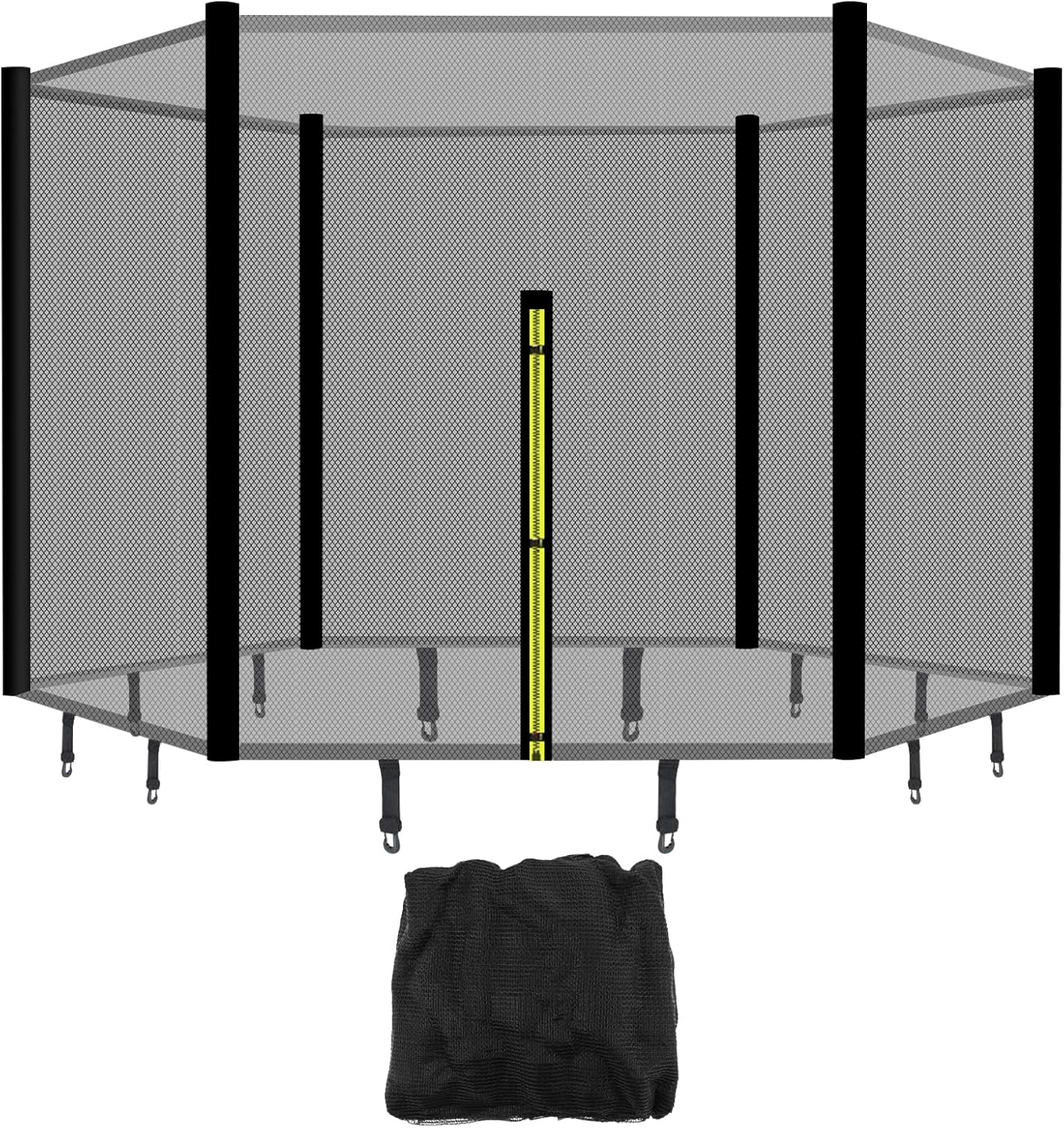 MUXSAM Trampoline Safety Net, Nylon Trampoline Fence Protective Net with Double-Headed Zippers Protection Buckles for Home Playground Outdoor Activities, Without Poles