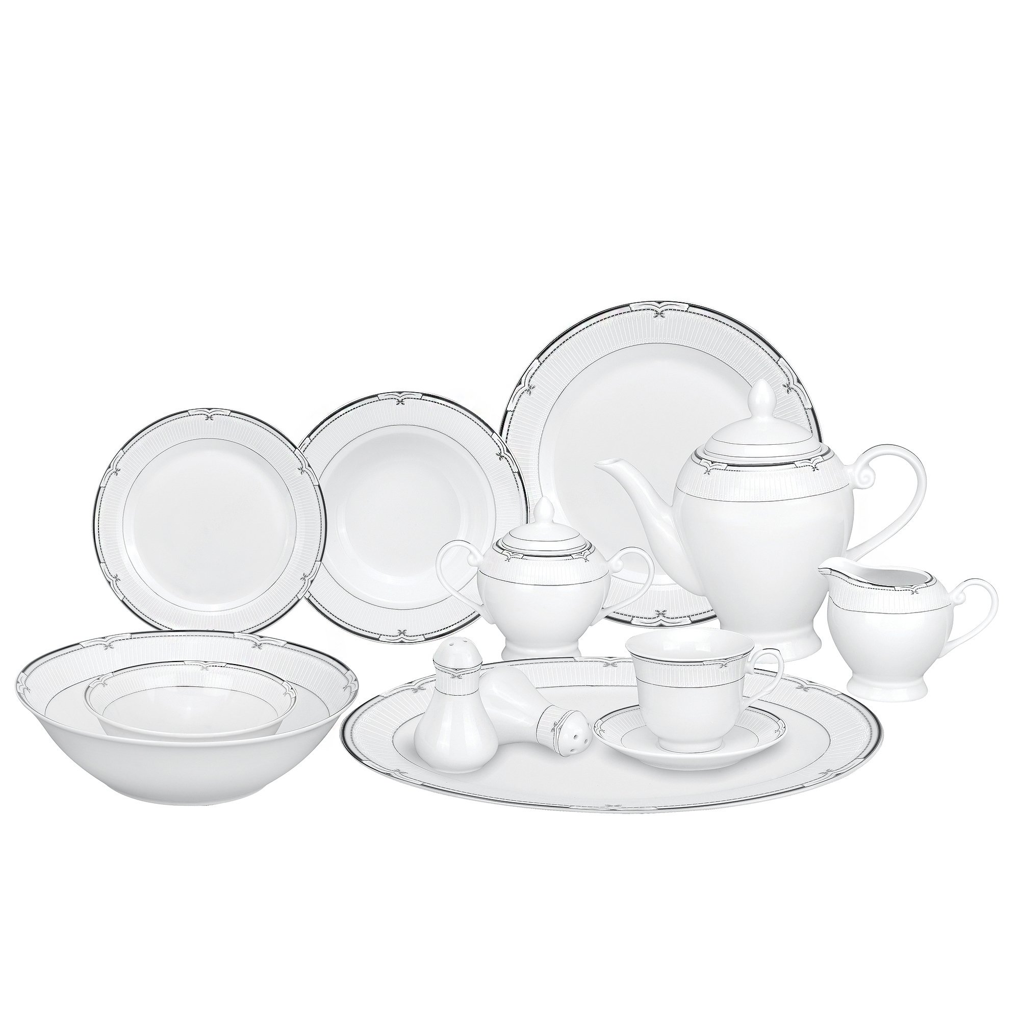 Lorren Home Trends 57-Piece Porcelain Dinnerware Set, Rio, Service for 8