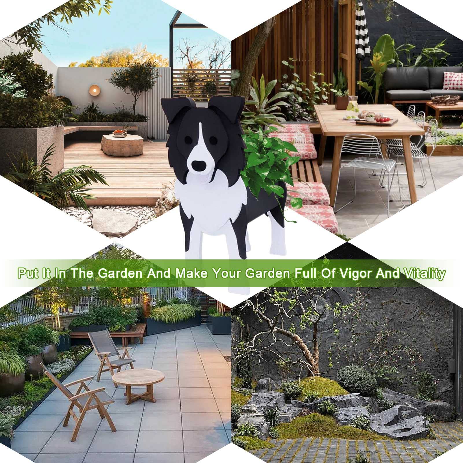 NOALED Collie-Übertopf In Hundeform – Süßer Blumentopf Mit Ablaufloch Für Garten & Wohnung