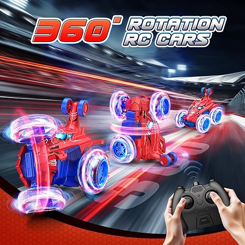 Miniatura 2 de Juguete de auto de control remoto de araña, auto de acrobacias recargable con 360 vueltas 4WD con luz brillante, divertidos juguetes al aire libre