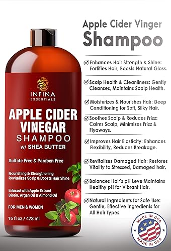 Miniatura 2 de Juego de champú y acondicionador de vinagre de sidra de manzana sin sulfato, champú para el cuero cabelludo con acondicionador hidratante de coco y