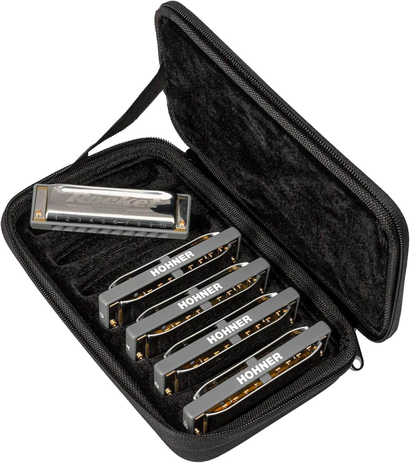 Hohner Rocket Progressive set of 5 harmonicas C, D, G, A, Bb with case