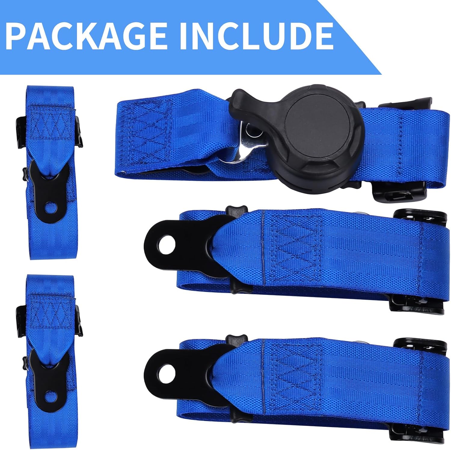 Yakitoko Universal 5 point Safety Harness Set 2inch Fits Go Kart,UTV,ATV,Racing Blue