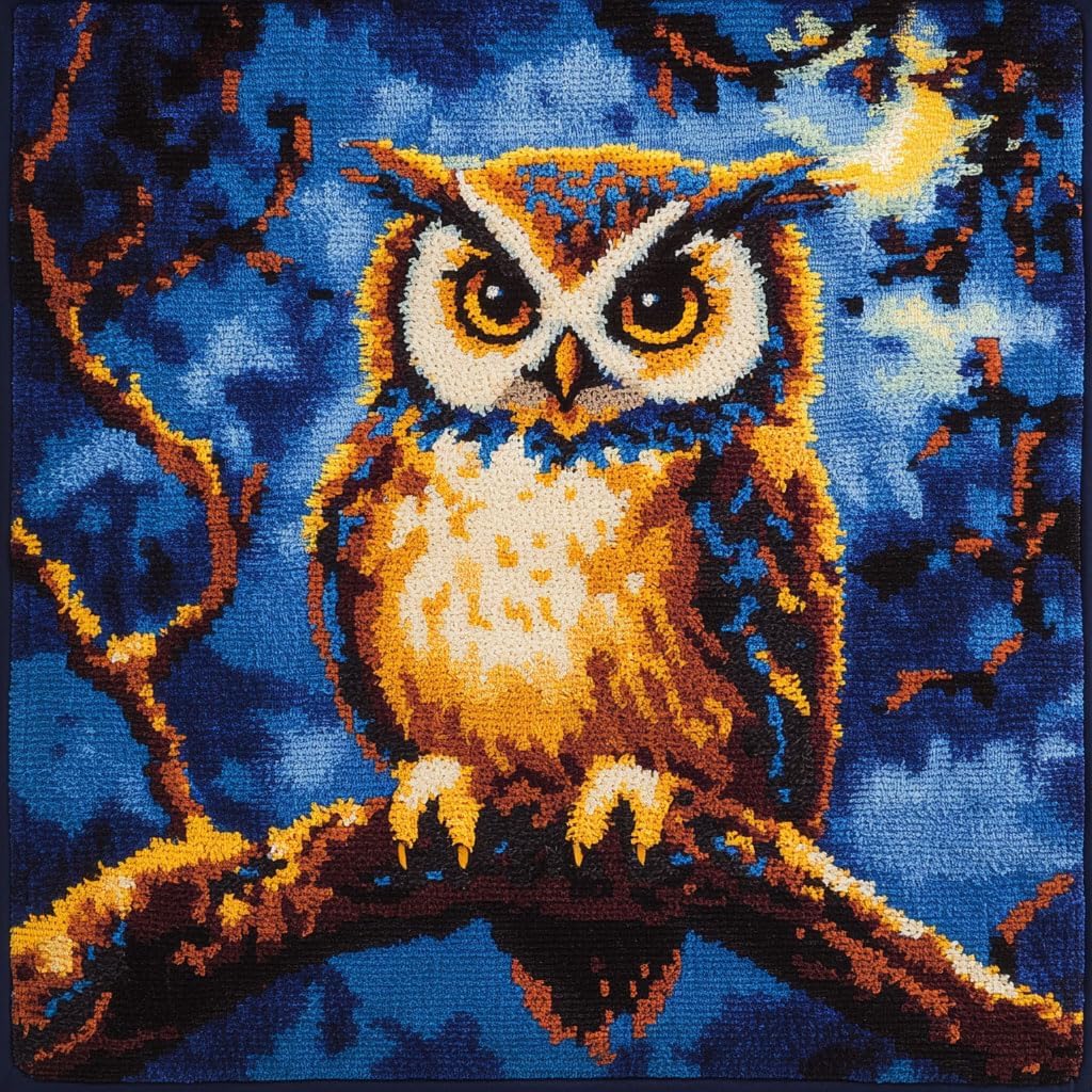 AMBATTERY Latch Hook Pillow Kit Animal Elephant Pre-Printed Latch Hook Rug Kits Cross-Stitch Embroidery Cushion Handmade Pillow Cover Cushion 17x17in