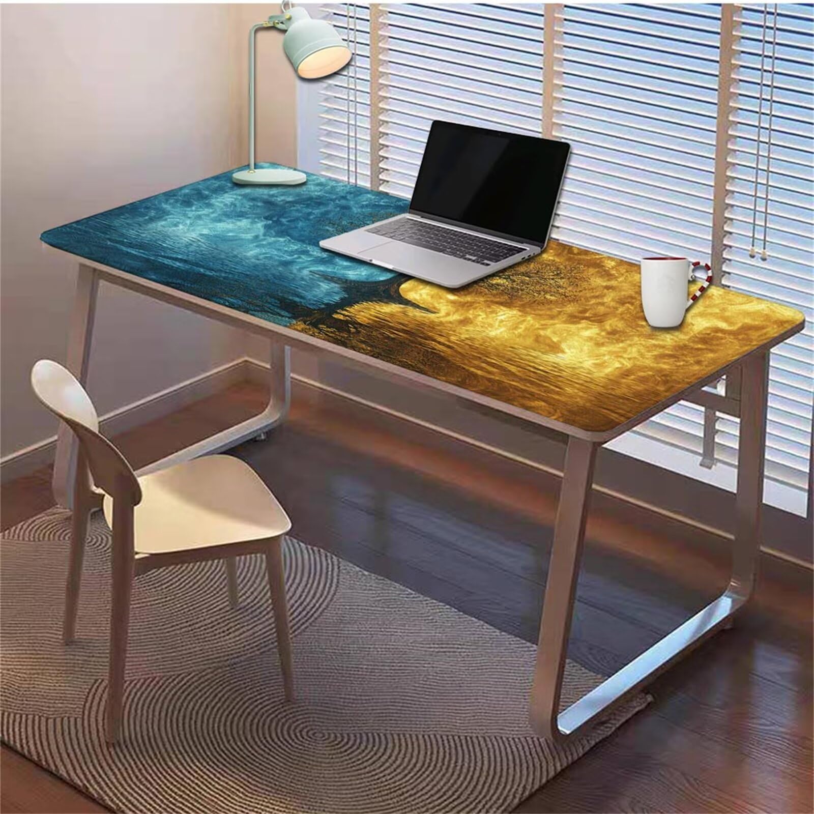 Gamingowa podkładka pod mysz 1200 x 600 x 3 mm, XXL, wodoszczelna, odporna na ścieranie, z przyszytymi krawędziami, niebieska, podkładka na biurko, poprawia prędkość i precyzję, do komputera, laptopa