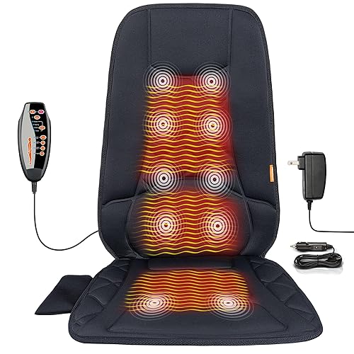 CARSHION 10 Vibration Motors, Massage Seat Cushion with Heat,Back Massager for Chair Back Massager Heated Seat Cover Massage Chair Pad for Pain Relief Home Office Use