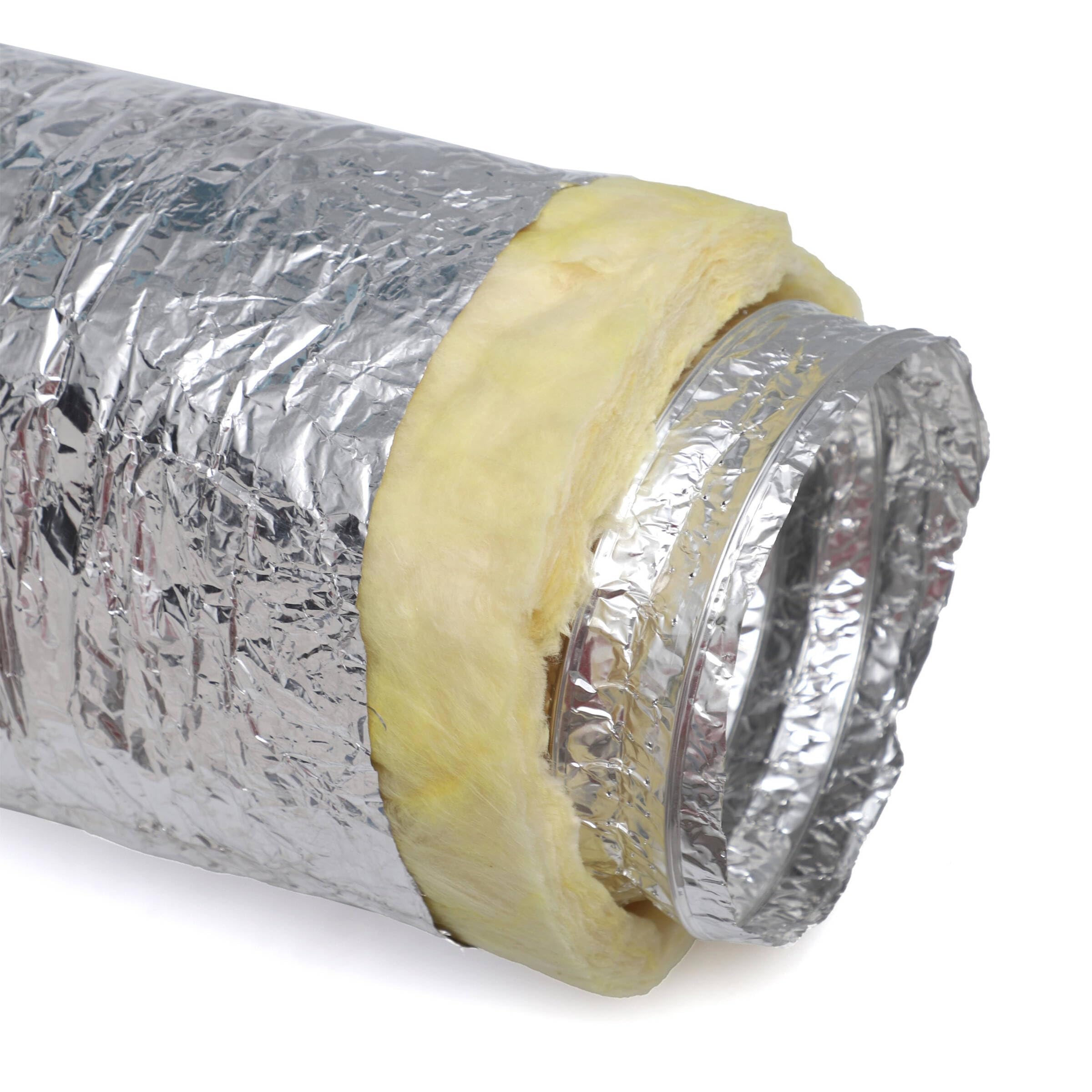 Izoflex - Canal de ventilation flexible isolé en aluminium - 203 mm x 10 mm - Tuyau d'évacuation d'air flexible en aluminium - Tuyau de ventilation