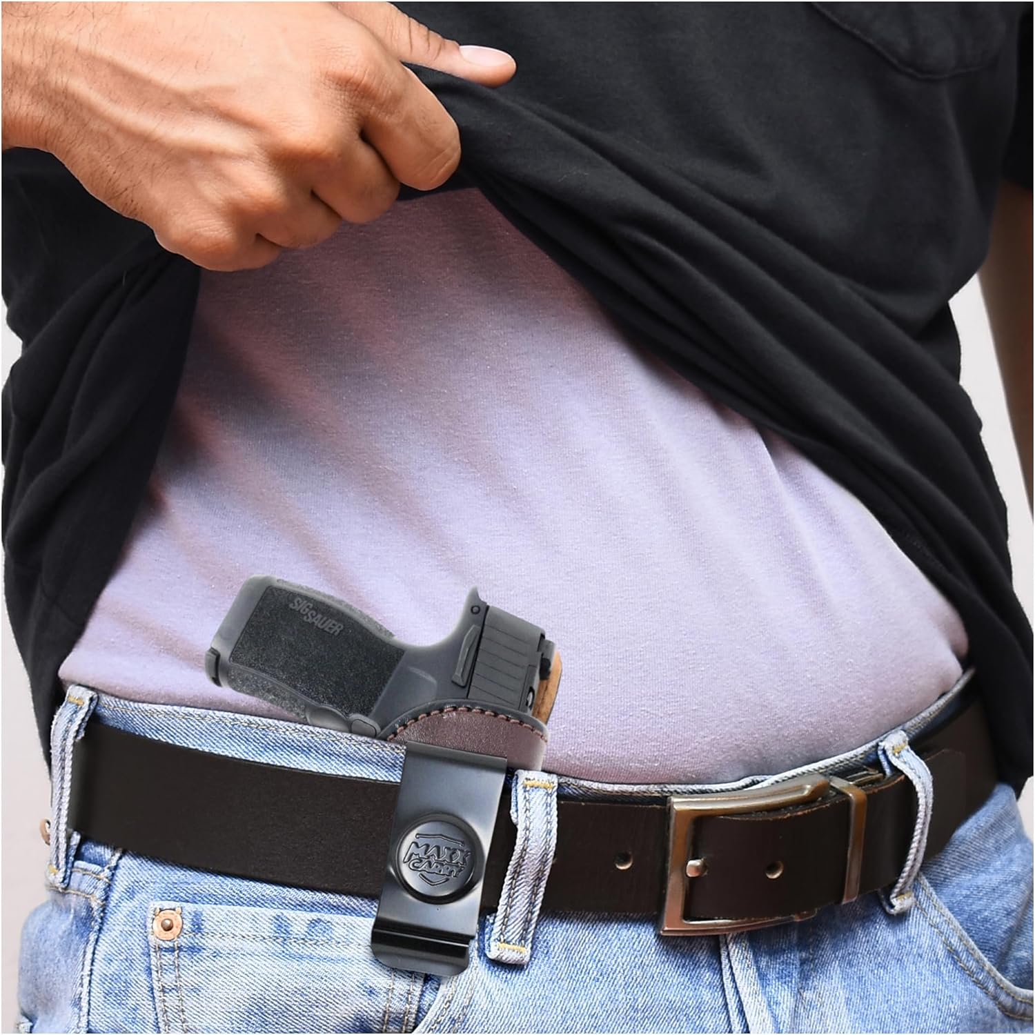 Genuine Leather Iwb Holster for Sig Sauer P365 Pistol - Handgun Iwb Leather Holster Sig Sauer - Comfortable Appendix Everyday Carry - Maxx Carry Holsters