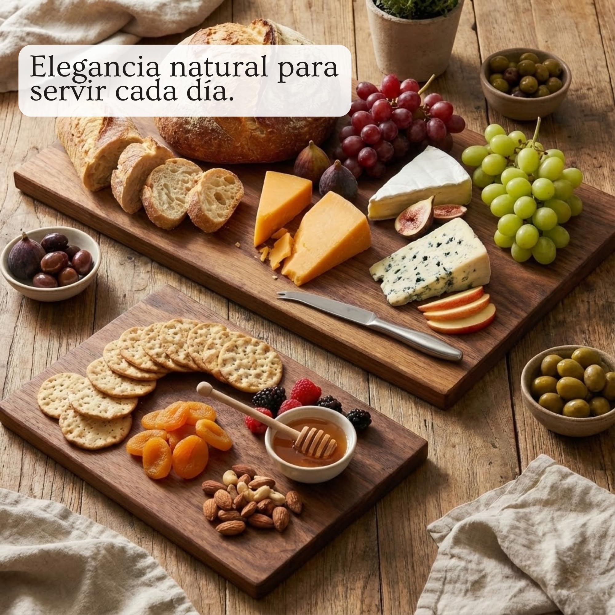 PAVLOVA’S Set de Tablas de Corte y Servicio en Nogal – 2 Piezas (40×25/30×20 cm) – Artesanía Suiza – Acabado en Aceite Alimentario – Caja de Regalo – Garantía 10 Años – Edición Limitada