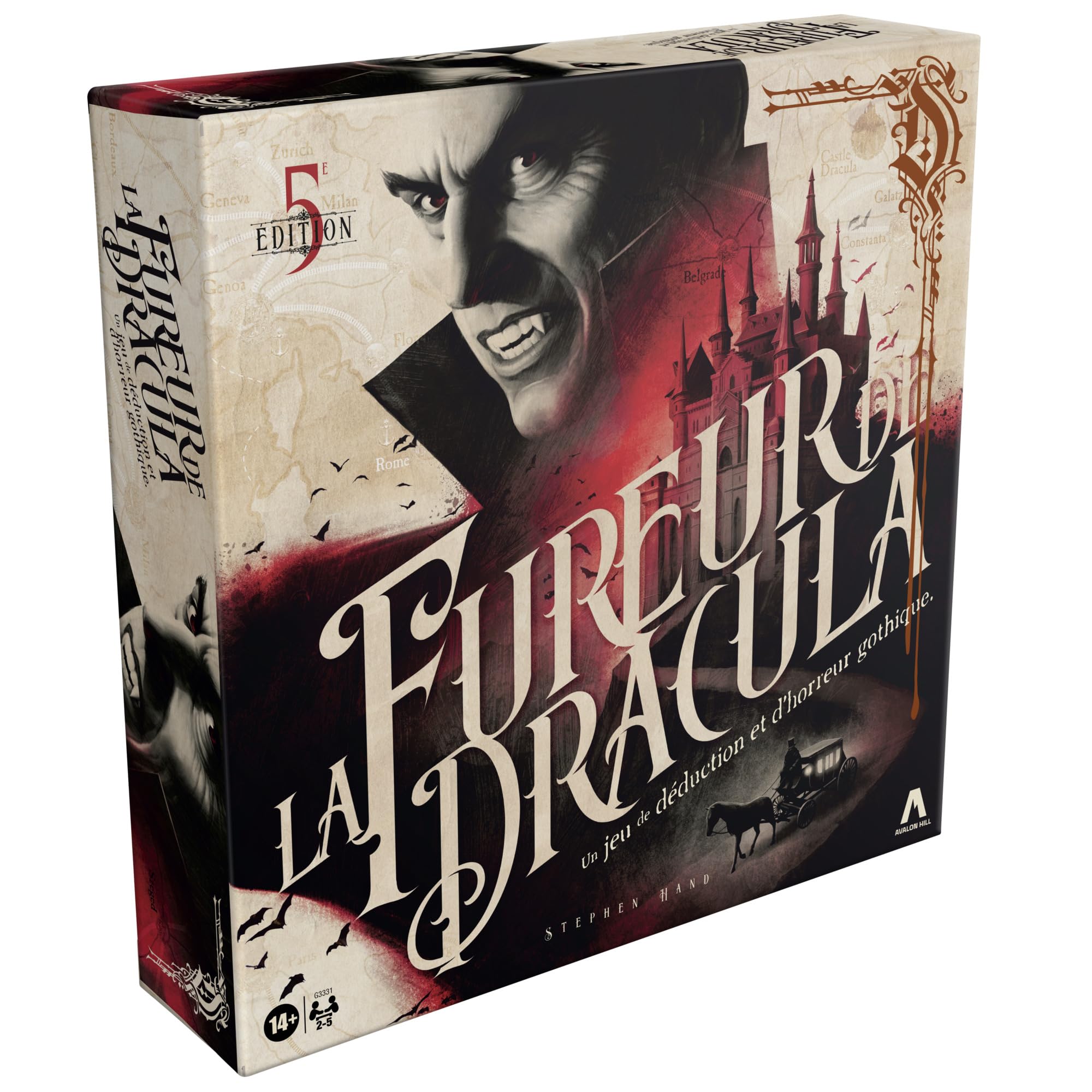 La Fureur de Dracula, 5a edizione | Gioco di deduzione e orrore gotico | Variante Rapide, Nuovo Cacciatore | 2-5 Giocatori | da 14 Anni - Versione italiana