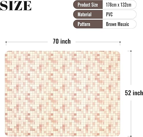 Vista 80 de FIFTY FEET Mantel rectangular de 70 x 52 pulgadas, mantel de vinilo con respaldo de franela para mesas rectangulares impermeable, cubierta de mesa