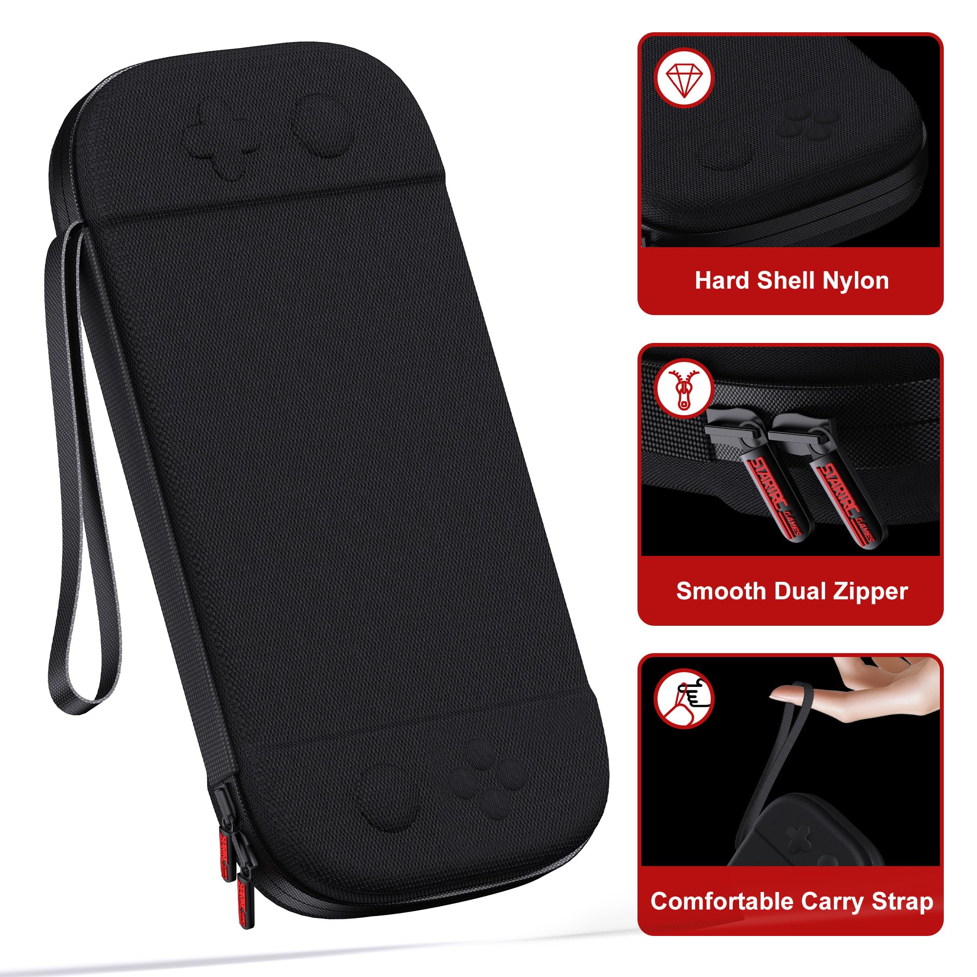 Twardy futerał do przenoszenia Nintendo Switch 2, etui podróżne z 12 wkładami do gier, etui ochronne na konsolę Switch 2 i akcesoria do gier, kolor czarny