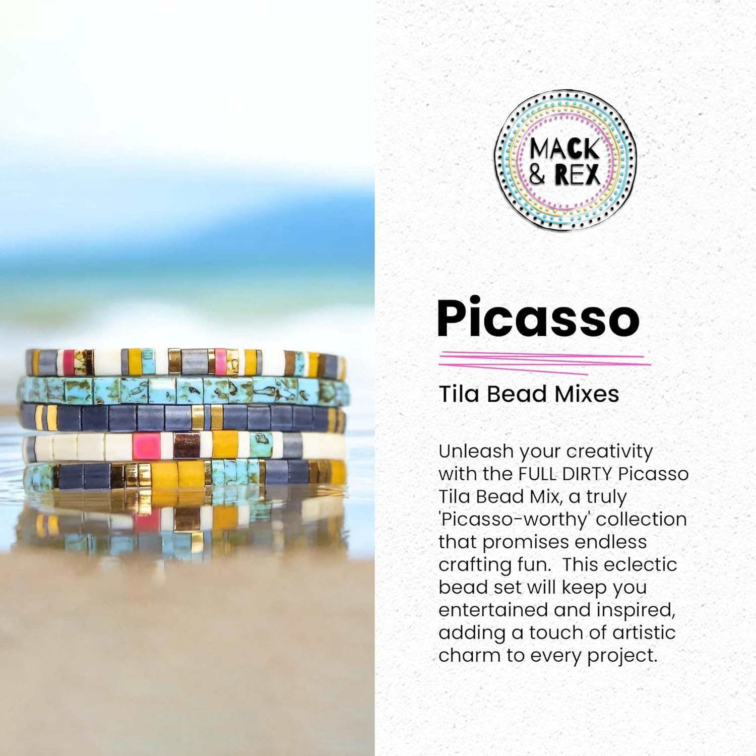 Mack and Rex Tila Bead Mixes (Full Dirty - Picasso) – Full Tila Beads – Five Lush Shades of Miyuki-Crafted Beads: Garnet, Cobalt, Teal, Dirty Cream, and Mossy! – Ideal for Jewelry Making