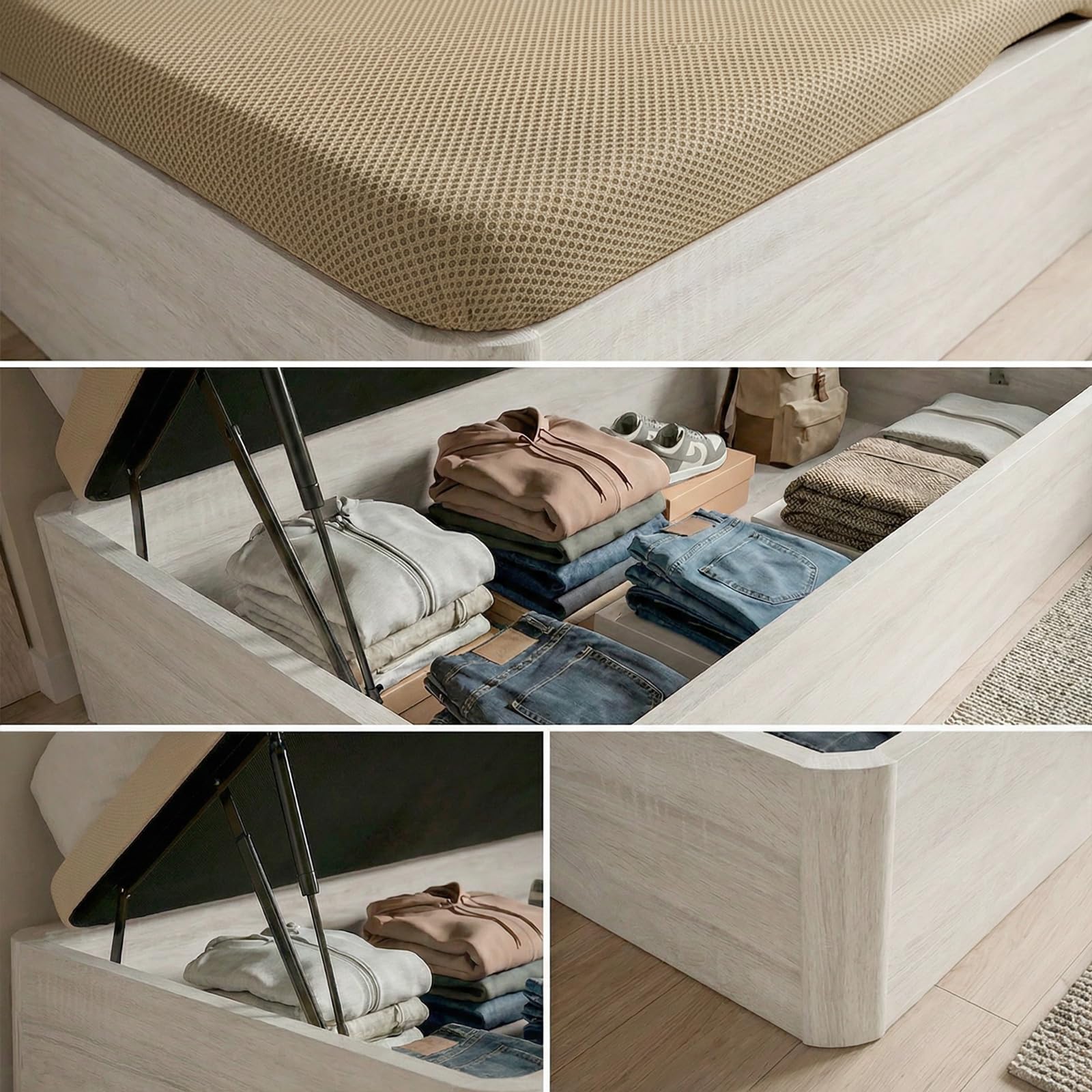 DUÉRMETE ONLINE - Canapé Abatible Lateral 105x190 cm Polar | Gran Capacidad | Estructura Súper Reforzada | Tapa Transpirable 3D | Incluye Subida a Domicilio