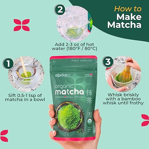 Miniatura 7 de Té verde matcha de primera calidad en polvo matcha orgánico de origen japonés de grado ceremonial primera cosecha de Japón - 35 onzas - Té macha