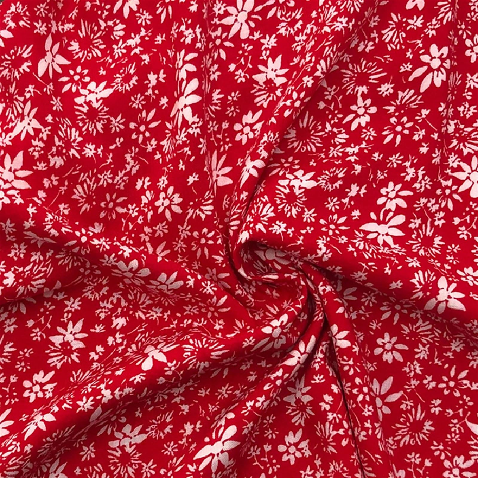 Ditsy Viskose-Stoff, bedruckt, für Kleider oder Bettwäsche, Meterware, Schwarz/Grün/Rot, 3/5/10 m, 7 marineblau, 148 cm x 10 m