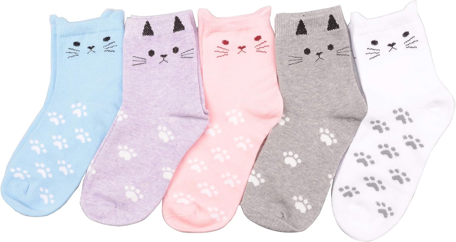 Tandi Kids Girls Cotton Cute Socks Low Cut Crew Ankle No Toe Seam Pack of 5 - Image 2