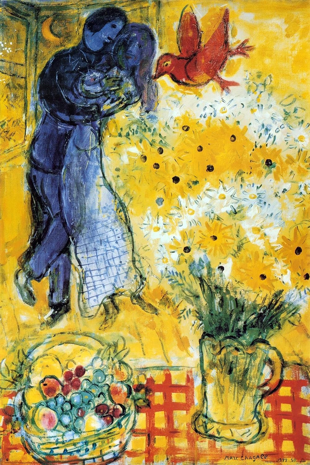 Marc Chagall Poster Les Amoureux Canvas Painting Abstract Wall Art