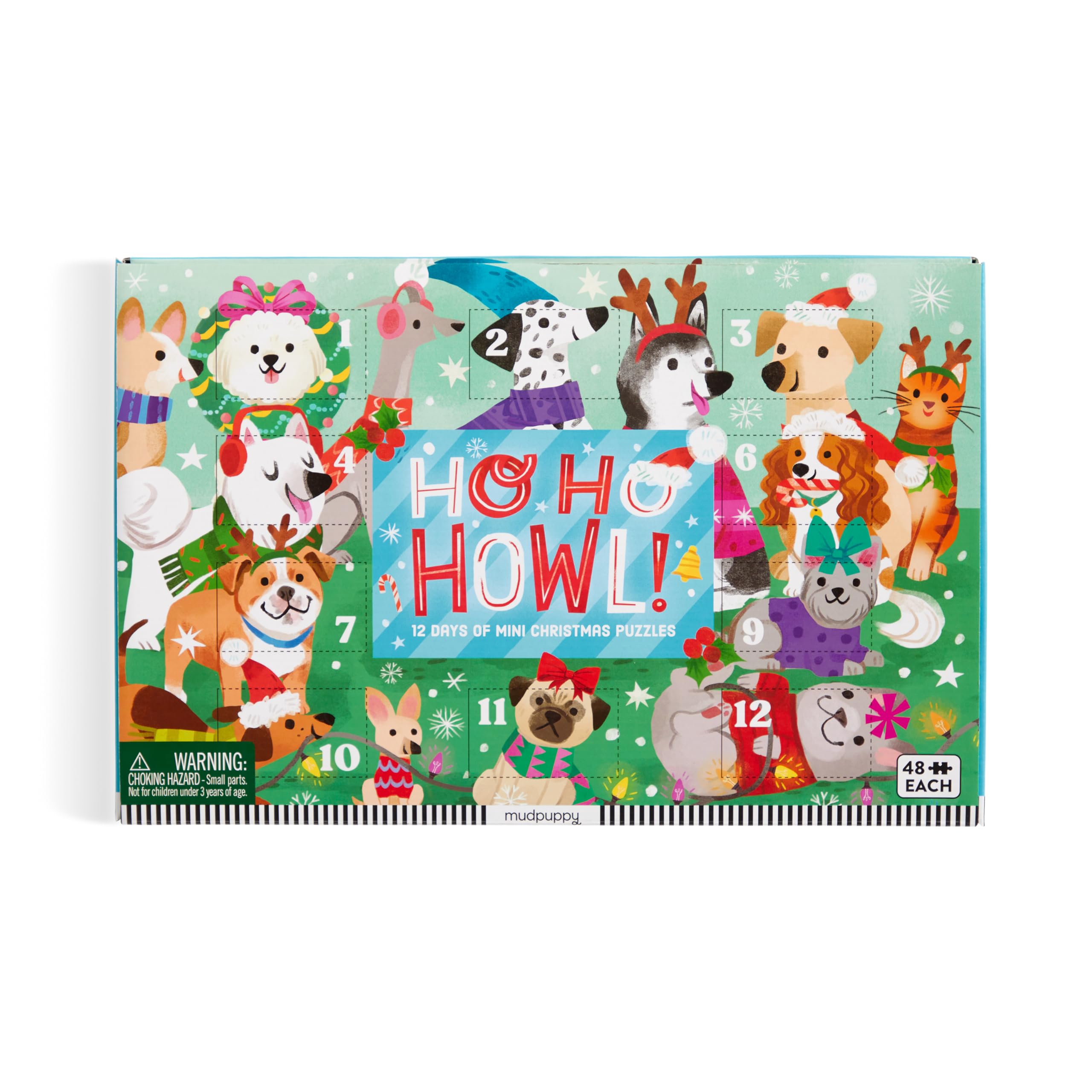 Mudpuppy Ho Ho Howl! - 12 Days of Puzzles Featuring 12 Paw-some 48 Piece Mini Jigsaw Puzzles Of Adorable Puppies Celebrating Christmas! - Image 2