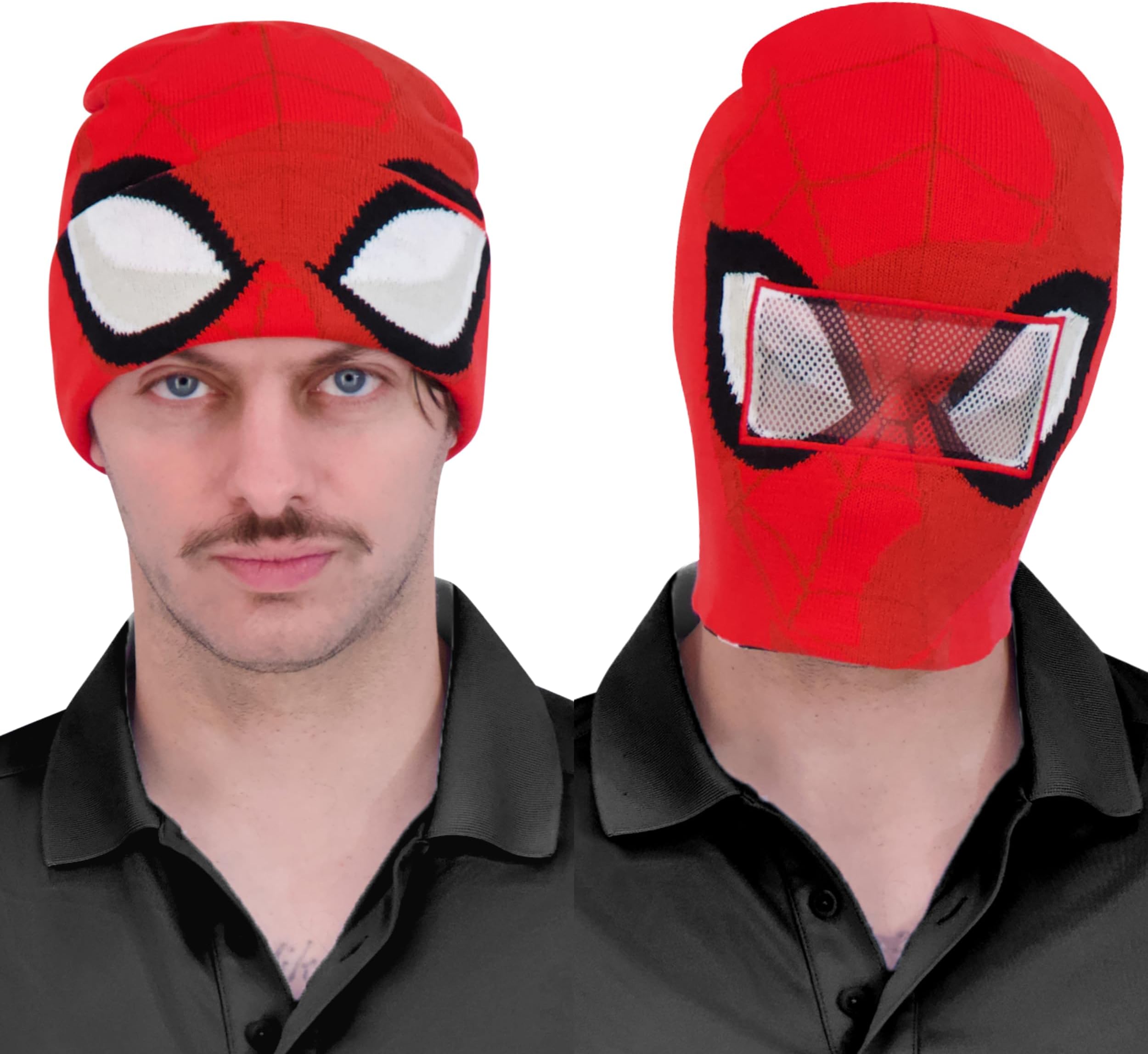 Concept One Unisex Marvel Spider-Man Miles Morales Roll Down Cuff Beanie Hat, Knitted Winter Skull Cap Beanie Hat