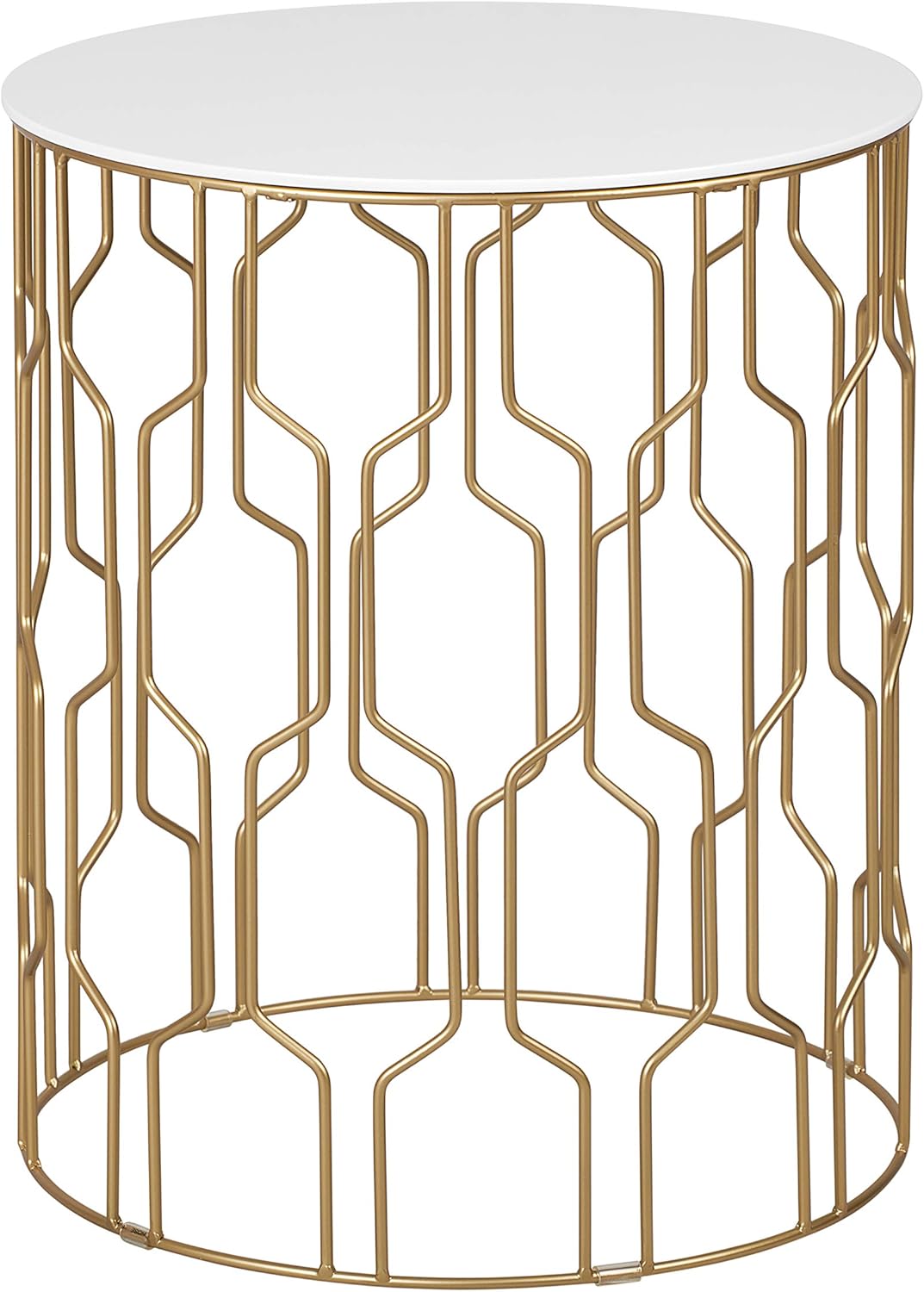 Elle Decor Giselle Geometric Gold Side Table, French Gold