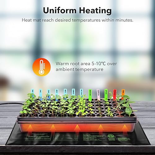 Miniatura 4 de BN-LINK Alfombrilla térmica duradera para plántulas, almohadilla térmica hidropónica cálida, impermeable, 10 x 20.75 pulgadas, paquete de 4 unidades
