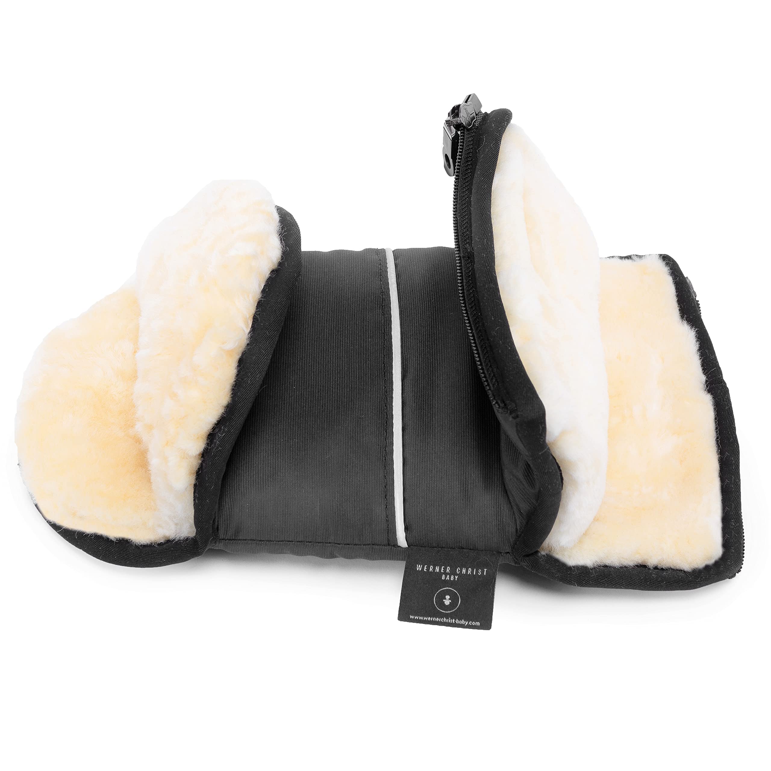 Warner Christ Baby - Calentador de manos de piel de cordero – Los guantes GLOVY son el manguito ideal para cochecito de bebé de piel médica, cálido universal e impermeable, en gris oscuro