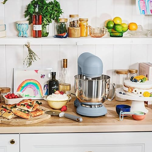Miniatura 4 de Hermosa batidora de pie de 5.3 cuartos de galón con diseño de cabeza inclinable, tazón de acero inoxidable, 300 vatios de potencia, control de 12