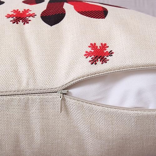 Miniatura 8 de Coeufuedy Juego de 4 fundas de almohada navideñas de 18 x 18 pulgadas, fundas de almohada de lino rústico para vacaciones, decoración navideña para