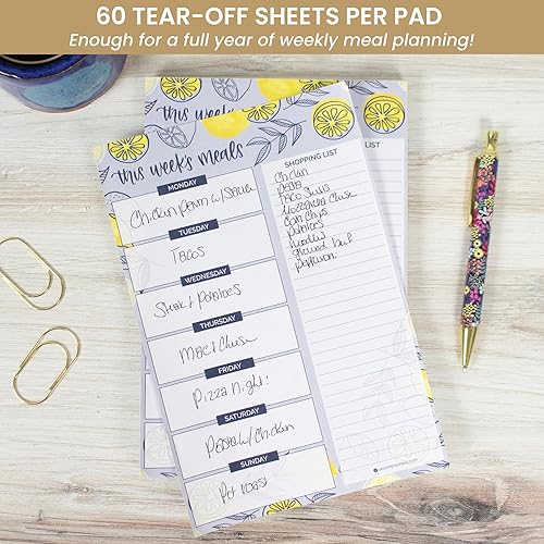 Miniatura 3 de bloom daily planners Bloc de notas magnético semanal para planificación de comidas para refrigerador con lista de compras de comestibles que se