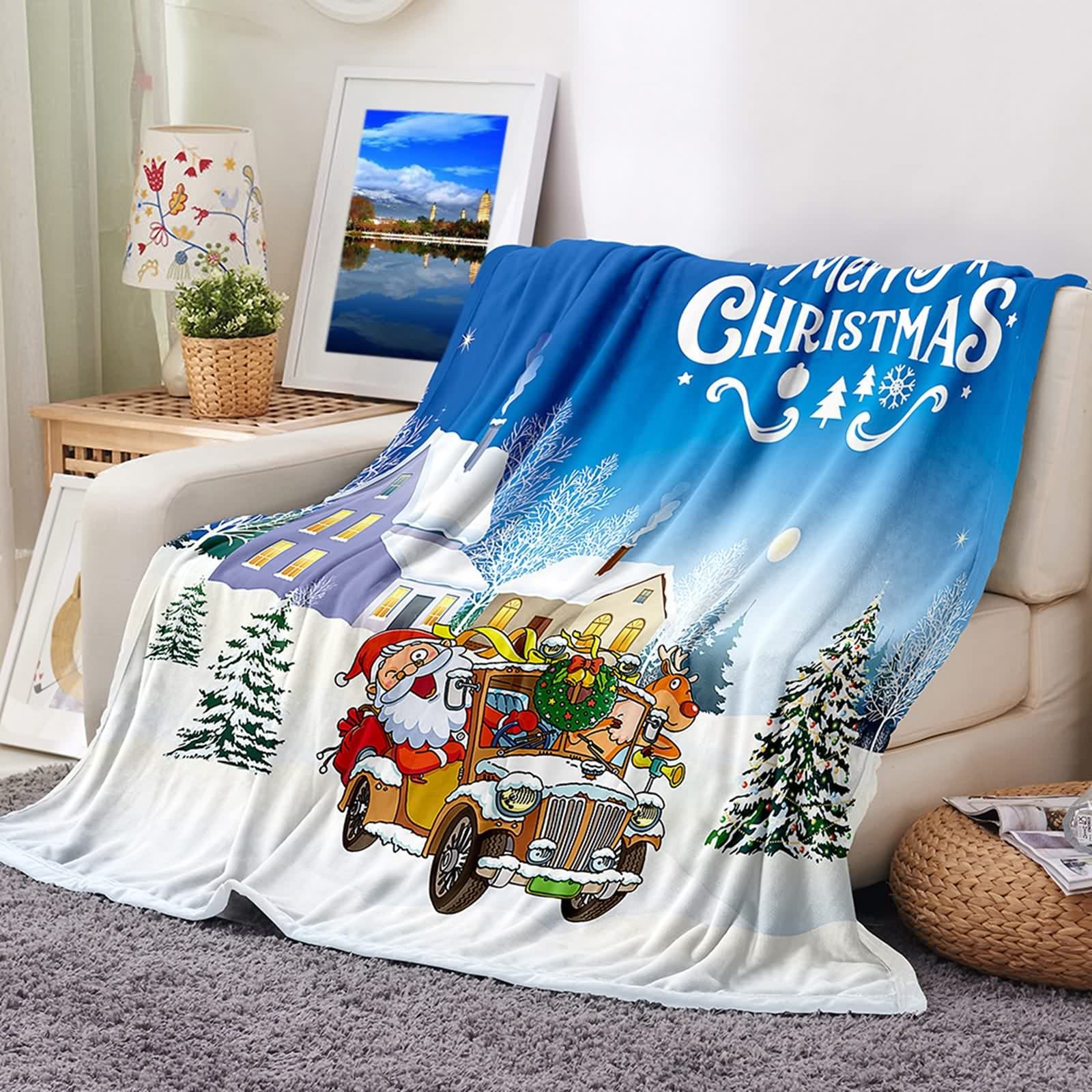 Plaid couverture polaire Noël flanelle KnSam 100x150cm cadeau idéal de fête