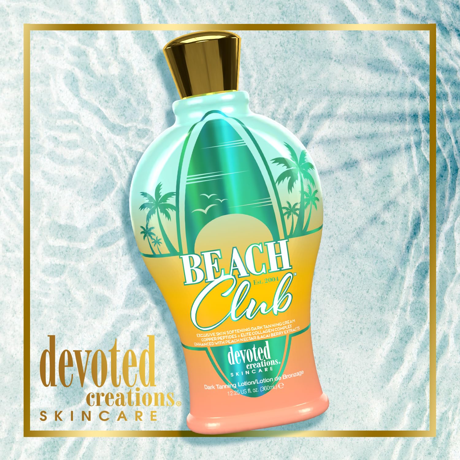 Devoted Creations Beach Club - Exclusive Skin Softening Copper Peptides + Elite Collagen Banking Complex with Peach Nectar & Acai Berry Extracts Indoor/Outdoor Dark Tanning Lotion - Image 4
