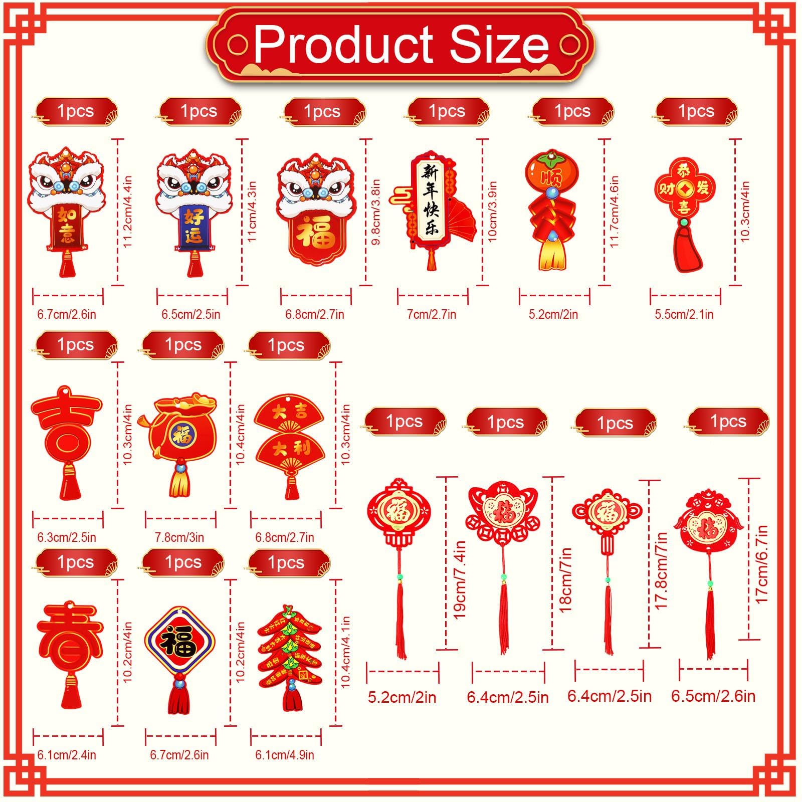 JUNEBRUSHS 43Pcs Chinese New Year Decorations 2026, Chinese Knot