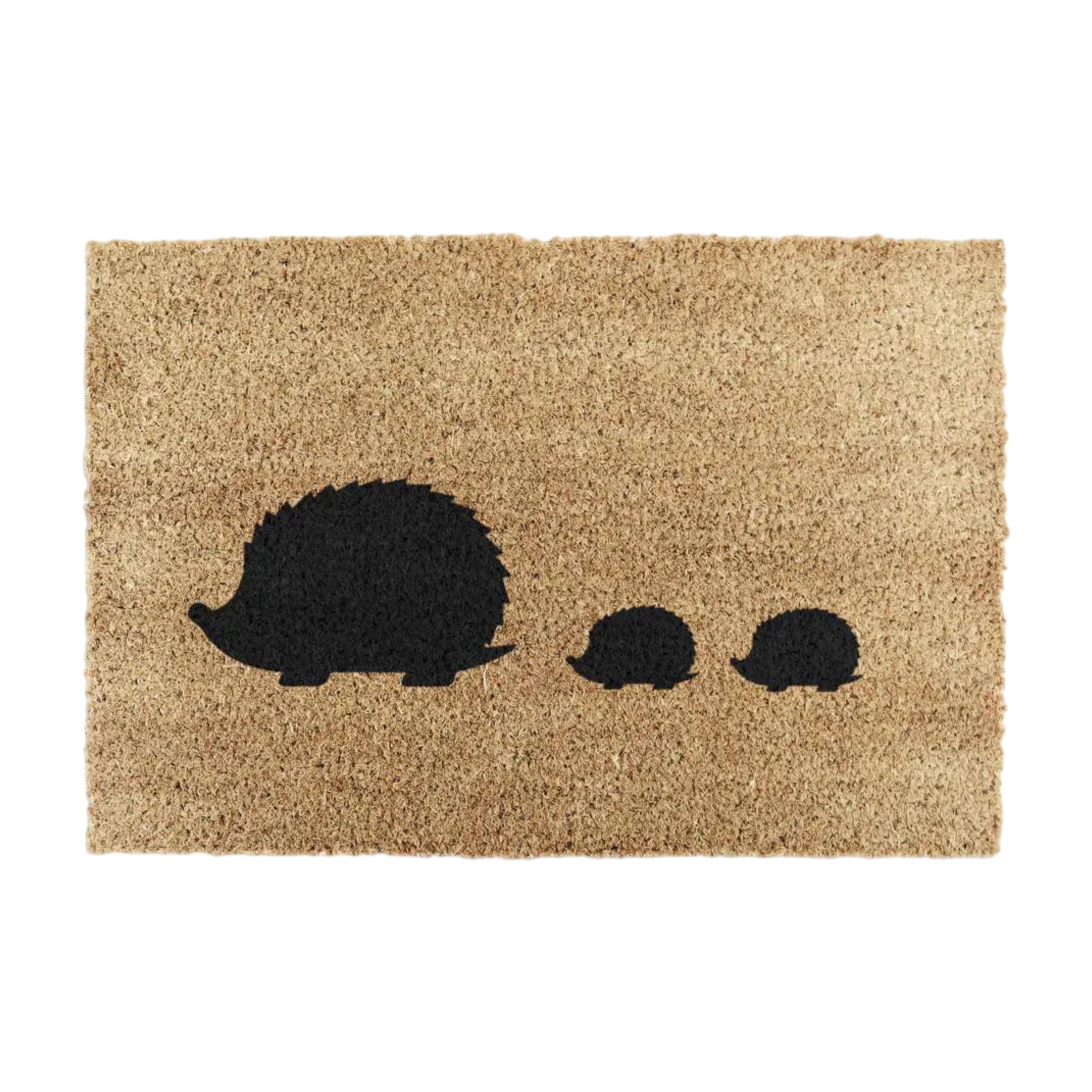 Artsy Mats - Hedgehog FamilyDoormatt - Features Tufted Coconut Fibre - Non-Slip Rubber Backed Doormats - Heavy Duty, Decorative OutDoormats, (60x40cm)