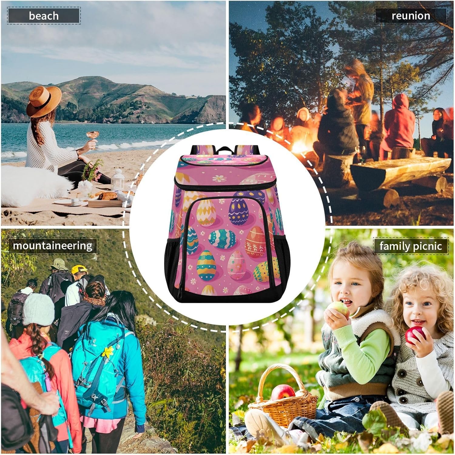 Lovely Eggs Cooler Backpack 36 Cans Leakproof Waterproof Backpack Cooler Bag Beach Accessories Travel Camping Fishing Backpack for Women Men