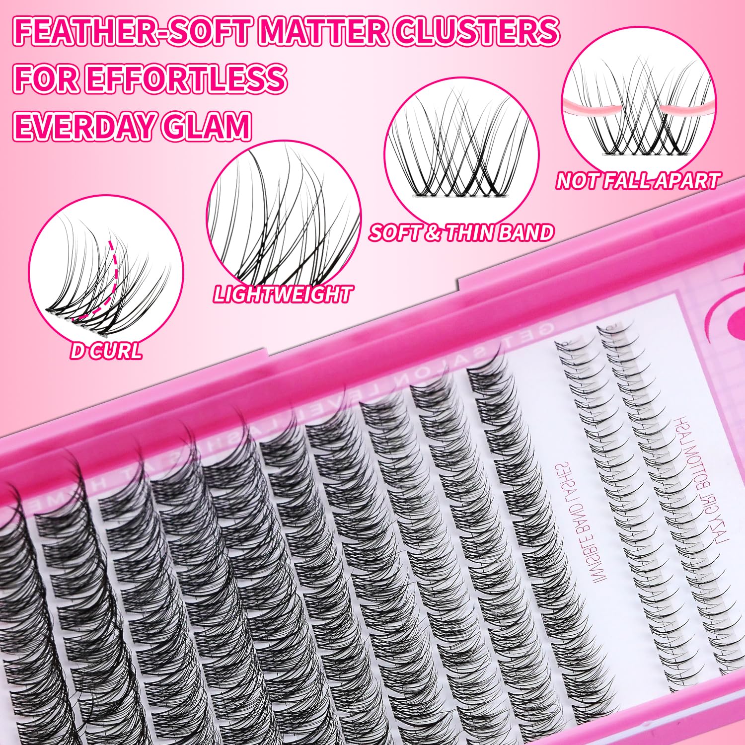 Venus Lash Clusters+Bottom Lashes 5-6mm Cluster Lashes DIY Eyelash Extensions Natural Look False Eyelashes Individual Lashes Thin Invisible Lash Band(Venus,8-16mm) - Image 2