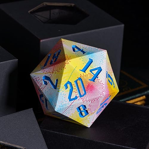 Miniatura 5 de Dados D20 gigantes D20 de 2.165 in con patrón de flores de diente de león, dados poliédricos D20 de 20 tamaños DND con estuche de regalo para juegos