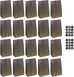 NIYANGLE Xmas Black Gold Kraft Paper Gift Bags 20pcs Tear Resistant | Simple Handheld Packing Bags, Odorless Practical Craft Paper Design, for Gift Shopping Bags and Wrapping
