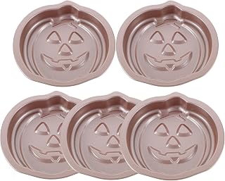 FAVOMOTO 5pcs Halloween Pumpkin Cake Baking Mold Carbon Steel Removable Pan
