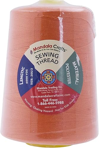 Vista 407 de Mandala Crafts - Hilo de coser multiusos de poliéster para máquina de coser de sarga, sobrehilado, acolchado Beige